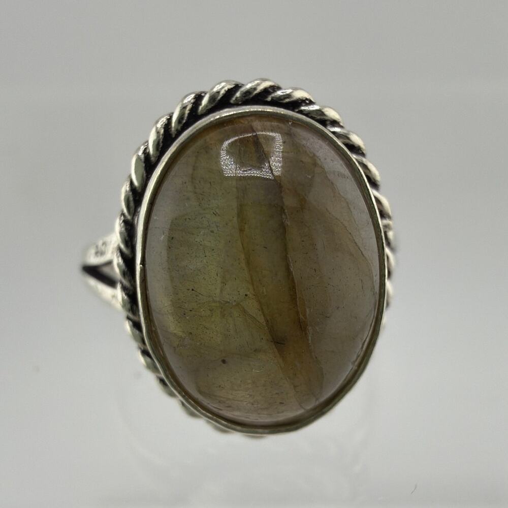 Vintage Handmade Sterling Silver Labradorite Ring 7.5